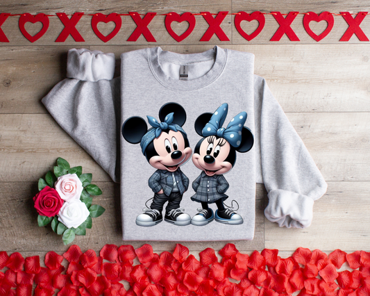 Mickey And Minnie Gray Flannel