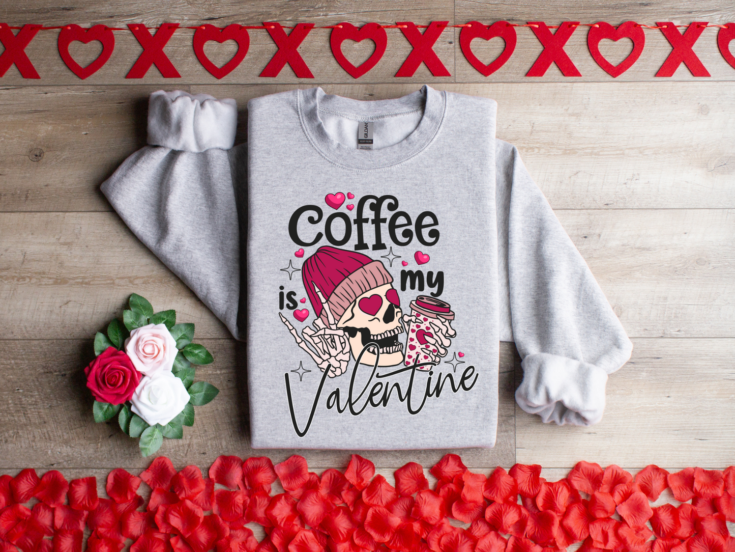 Coffee is my Valentine Funny Skeleton T shirt Design